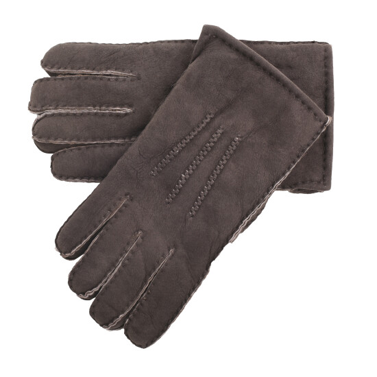 Mens Gents Super Soft Luxury Genuine Soft Real Sheepskin Winter Gloves Tan Black image {4}