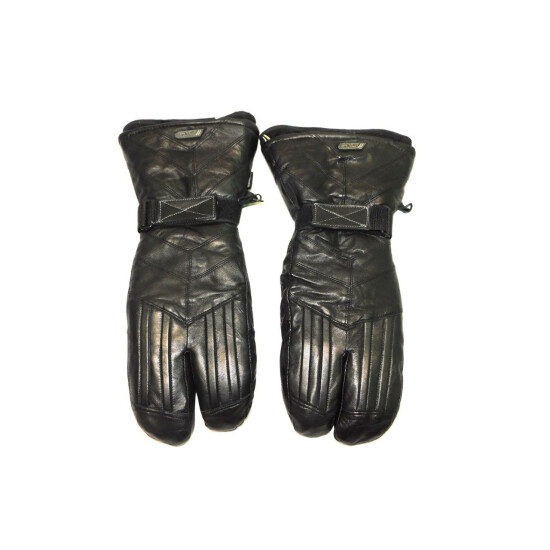 GKS II Ganka Size M Black Leather 3 Finger Gloves Split Mittens Insulated Mens M image {1}