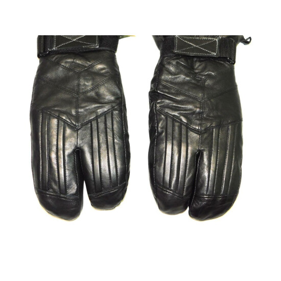 GKS II Ganka Size M Black Leather 3 Finger Gloves Split Mittens Insulated Mens M image {4}