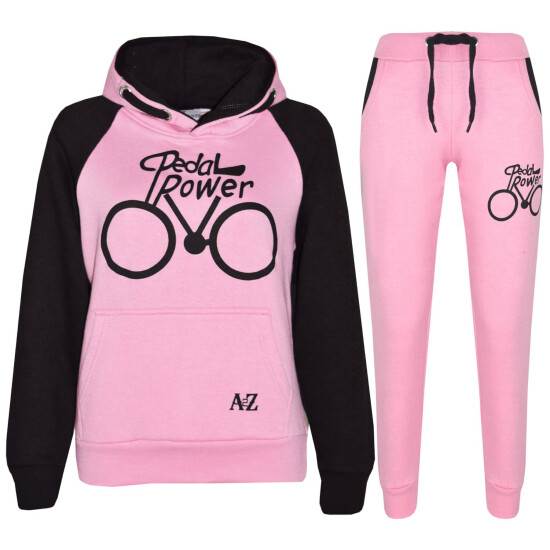 Girls Tracksuit Kids Designer's Pedal Power Jogging Suit Top & Bottom 5-13 Years image {3}