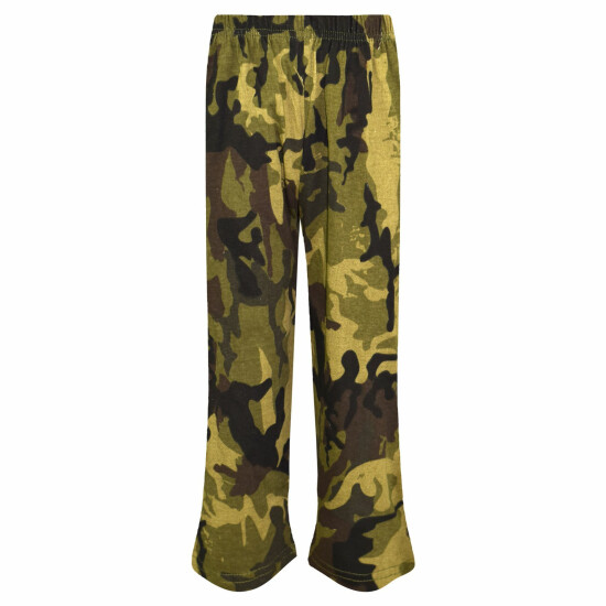 Kids Girls Boys Pyjamas Camouflage Green Contrast Sleeves Nightwear PJS 2-13 Yrs image {4}