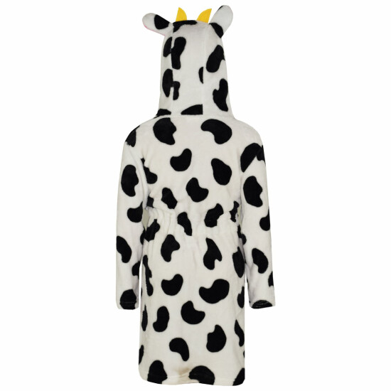 Kids Girls Bathrobe 3D Animal Cow Fleece Dressing Gown Nightwear Loungewear 2-13 image {4}