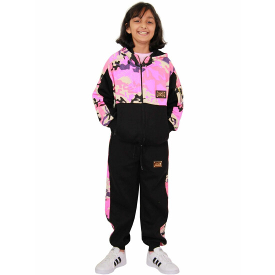 Kids Girls Tracksuit Designer A2Z Camouflage Hooded Top Bottom Jogging Suit 5-13 image {2}