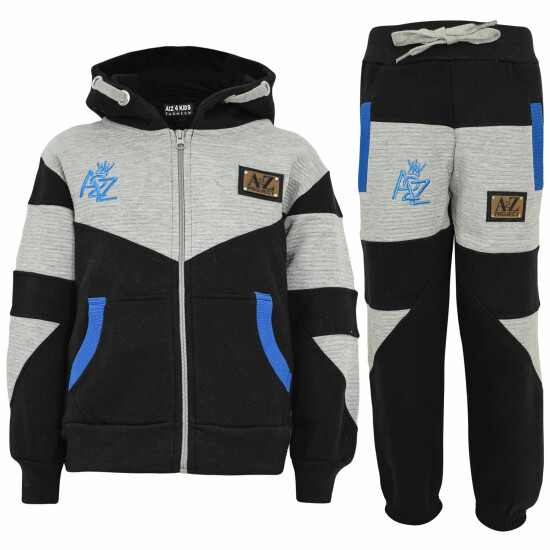 Boys Girls Tracksuit Fleece Hoodie A2Z Embroidered Top Joggers Bottom Suit Set image {2}