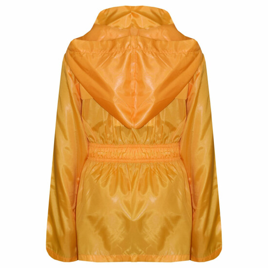 Girls Boys Raincoats Jackets Kids Mustard Light Weight Hooded Cagoules Rain Mac image {4}