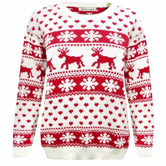 New Kids Girls Boys Xmas Reindeer Snowflake Knitted Christmas Novelty Jumper Top image {4}