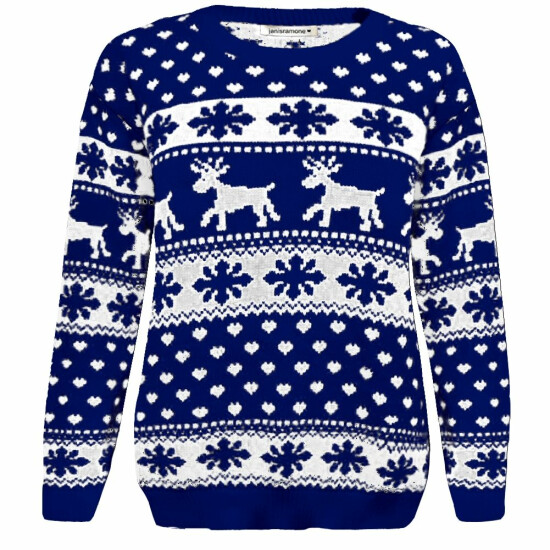 New Kids Girls Boys Xmas Reindeer Snowflake Knitted Christmas Novelty Jumper Top image {6}