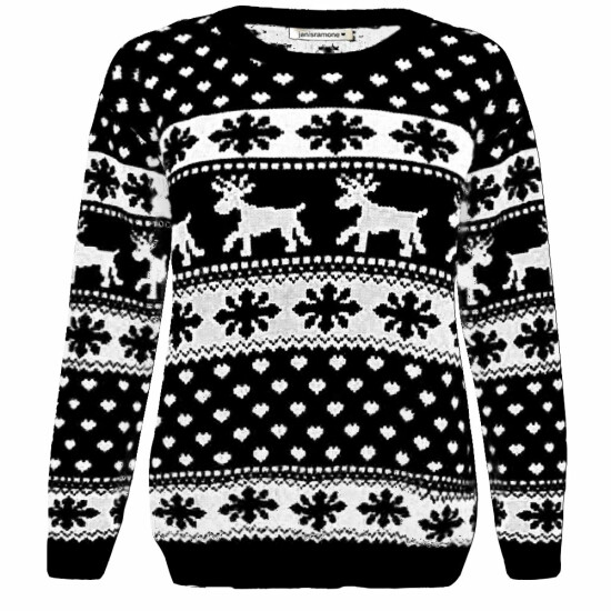 New Kids Girls Boys Xmas Reindeer Snowflake Knitted Christmas Novelty Jumper Top image {3}