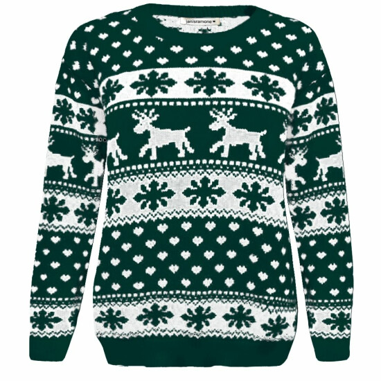 New Kids Girls Boys Xmas Reindeer Snowflake Knitted Christmas Novelty Jumper Top image {2}